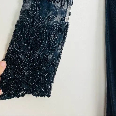 Naeem Khan’s vintage 90s Riazee Boutique floral beaded black cocktail dress. 4