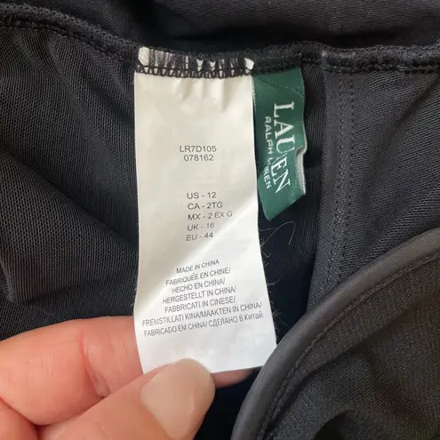 NWT! Lauren Ralph Lauren Beach Club Solid Twist Front One Piece Swimsuit Black Size 12