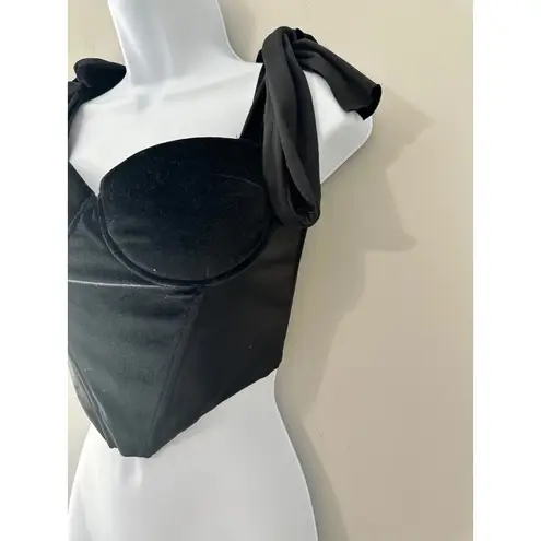 Petal + Pup Black Velvet Corset Top Sweetheart Tie Shoulder Women's Medium