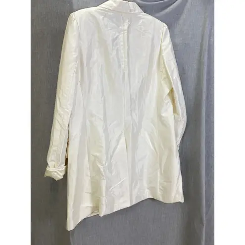 Banana Republic Vintage White Label Satin Blazer Ivory Longline Jacket XL