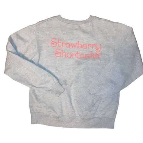 Strawberry Shortcake Graphic Pullover Crewneck Sweatshirt Light Grey Cute sz Med Multiple