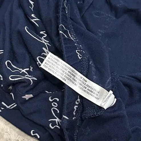 Soma Cool Nights Holiday Banded Ankle Pajama Pants Graphic Navy XL Blue