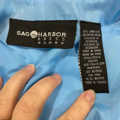 Sag Harbor Sag Habor Light Blue Sleeveless Linen Raylon Blend Midi Shift Dress Size 20W