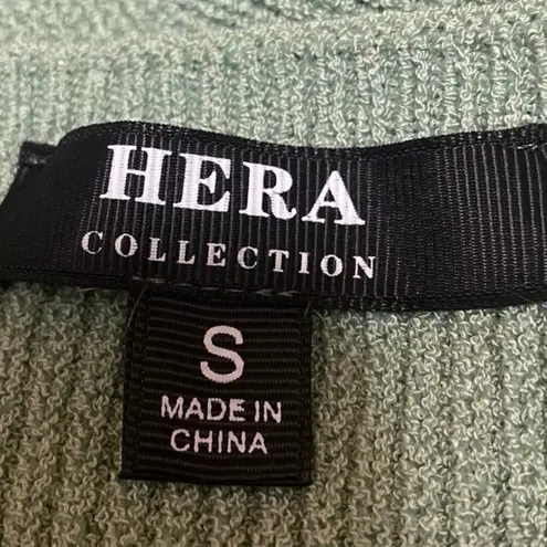 Hera Collection Green Ribbed Knit Sleeveless Cami Tank Cardigan Crop Top Size S