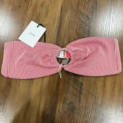 ONIA Luna Striped O-ring Bandeau Bikini Top Spiced Coral Casual Medium