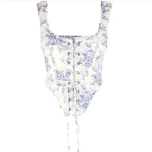 Selfie corset in bed and breakfast duchess Blue