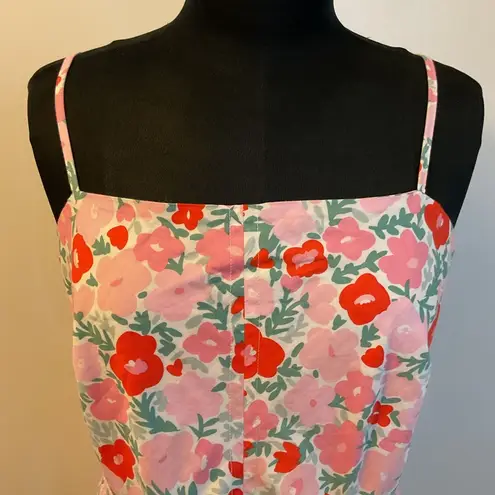 2. Free Assembly Pink & GreenFloral Tiered Midi Dress with Tie Back Size X