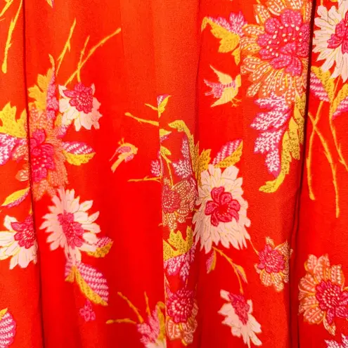 Rose + Olive ORANGE FLORAL ELASTIC WAIST SLEEVELESS TOP MEDIUM