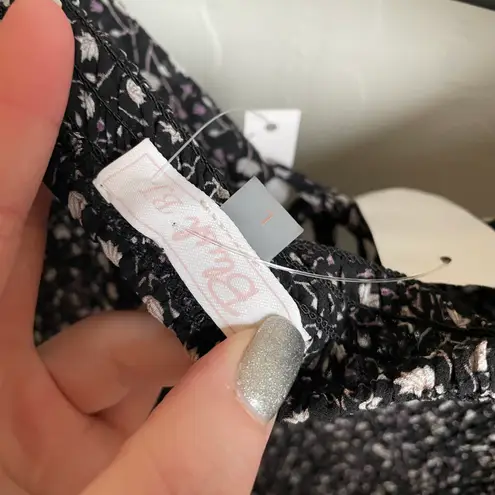 Blush BJ NWT Floral Smocked Boho Flowy Sleeve Crop Top Blouse