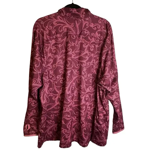 Lands End Purple Paisley Fleece Jacket Pullover 1/4 Zip Size 3X #460736