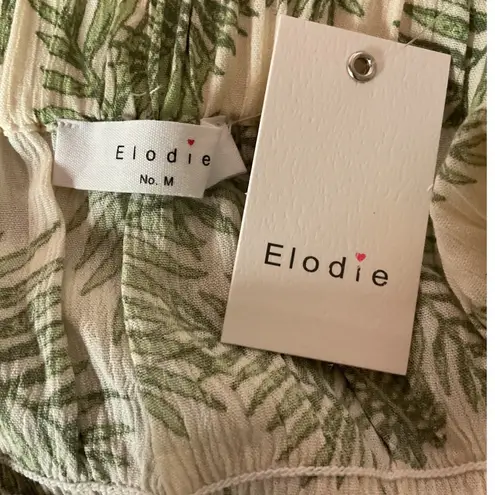 Elodie Palm Leaf Print Tiered Ruffle Mini Skirt Smocked Waist Boho Vacation Style Sz M