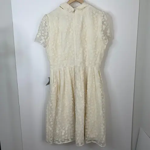 Gal Meets Glam Amelia Embroidered Fit & Flare Ivory Cream Dress Size 20