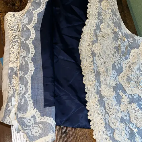 Vintage Lace Embroidered Vest Custom Made Boho Size XL