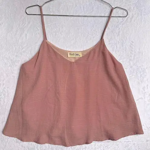 Peach Love California Spaghetti Strap Cropped Rose Swing Top Club Girly Feminine