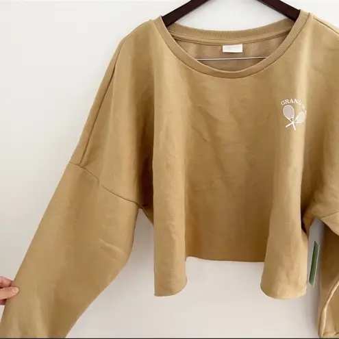 Abound NWT  Tan Cropped Graphic Pullover “Grand Slam” Sweatshirt Sz 3X - Image 6
