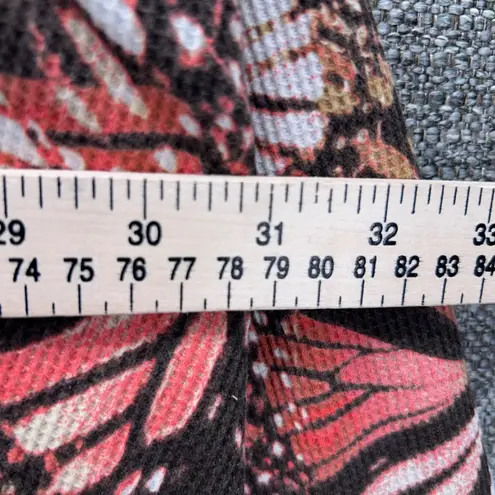 Roamans Womens Blouse Size 3x Butterfly Wing Print Waffle Knit Boho Warm Cozy Brown