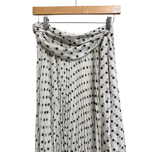 Zimmermann Sunray Polka Dot Pleated Midi Skirt Tie Waist cream black 0 $1102