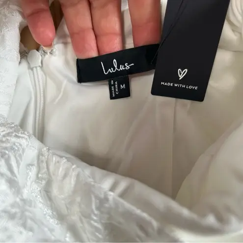 NWT Lulus Elevated Icon White Jacquard Long Sleeve Bow Mini Dress – Size Medium