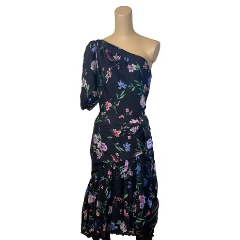 Shoshanna Midnight Gia One Shoulder Dress in Black Floral 4 Womens Cocktail