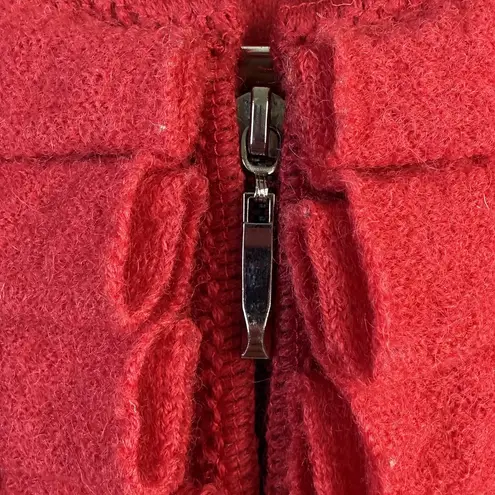 Susan Bristol Red Boiled Wool Ruffle Hem Jacket Cardigan Zip Front M
