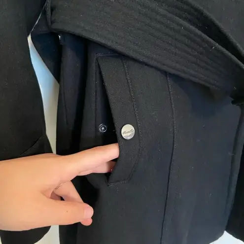 Kenneth Cole women’s black wool melton trench coat — size 8‎