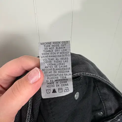 Twelve By Twelve Twelve by On Twelfth Black Denim Straight Leg Button Fly Crossover Waist Jeans