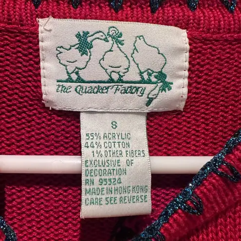 Vintage The Quaker Factory Red Blue Star Oversized Sweater Size Small Holidays