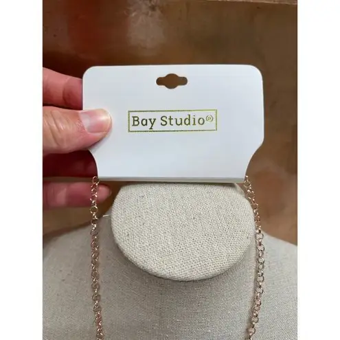 NWT Bay Studio Gold Tone Metal & White Dot Enamel Choker Style Necklace
