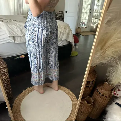 Surf Gypsy Women’s Medium Blue Patterned Tassel Flare Pants Boho