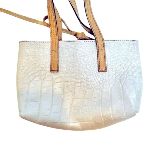 Castellari Milano Mini Purse Women's Ivory Faux Croc Leather Striped Interior White