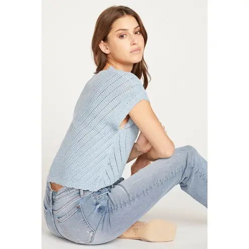 Vigoss  CHEVRON POINTELLE SWEATER CARDIGAN-BLUE size XL (b4)