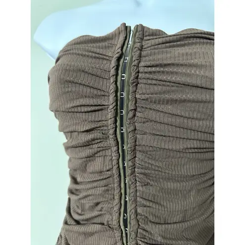 COMMENSE Ruched Ribbed Strapless Hook