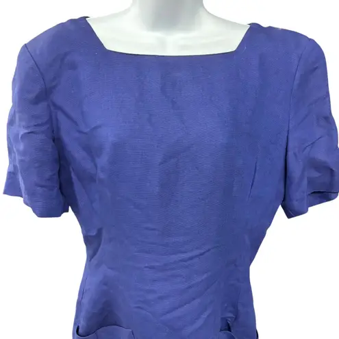 Geary Roark Kamisato Linen Dress Open Back Gold Button Detail Size 14* Blue