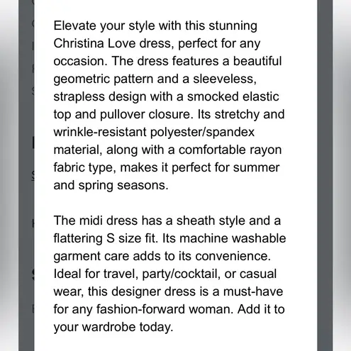 Cristinalove Elegant Blue & White Strapless Dress w/Print | Women’s Size Small