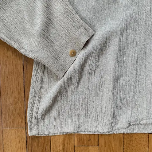 Flax Vintage Textured Button Front Tunic Blouse L