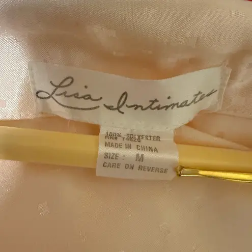 Lisa Intimates Satin Nightshirt Champagne Polka Dot Button Front M Size M