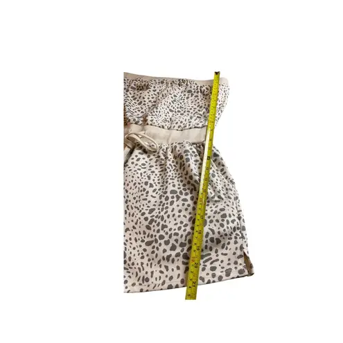 Cream & Gray Animal Print Strapless Romper with Drawstring Waist