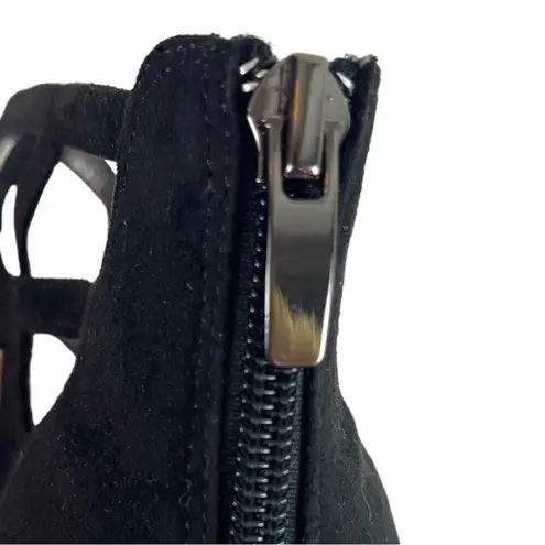 Kelly & Katie Cage Heels 4” Pumps Sandals Heel Zip Black Suede Women’s Size 7.5M