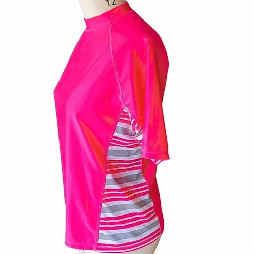 UV SKINZ UPF 50+ Sunwear Swimwear Hot Neon Pink & Gray Top ~ Women's Size LARGE