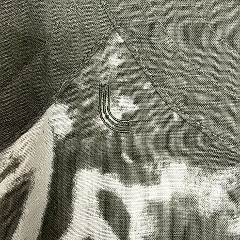 Lole ' Khaki Green Tie Dye Flowers Sleeveless Linen Blend Dress Women's Size 6