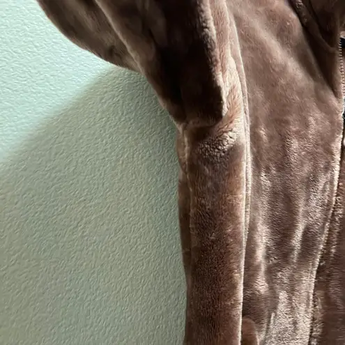 32 Degrees Heat Plush Jacket Red Fleece Zip Up Fuzzy Faux Fur Long Sleeve Sz M