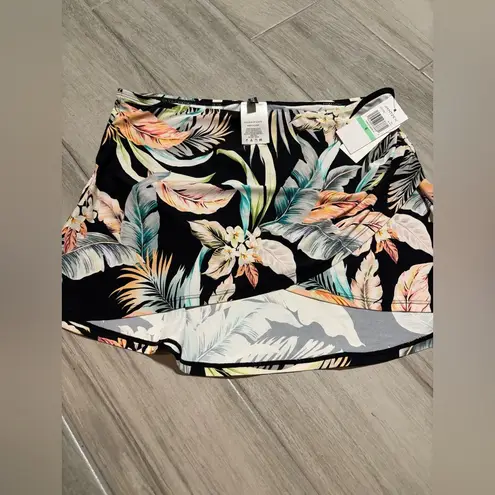 prAna Jantzen over swim skirt size 8 black tropical nwt