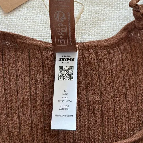 SKIMS Sheer Knit Cami Bodysuit in Bison, Size Medium