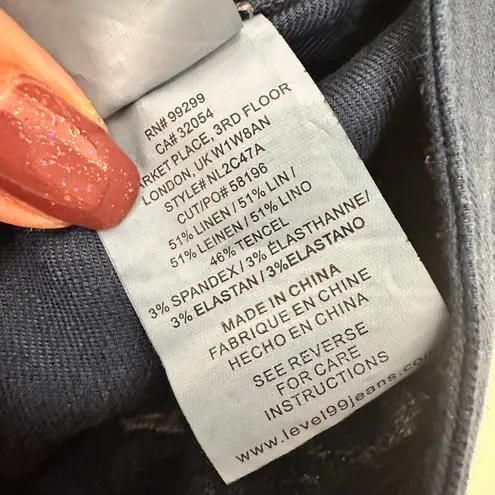 Anthropologie Level 99 Linen Blend Navy Gaucho Wide Leg Capri Pants Size 28 Blue