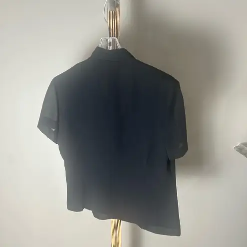 Danny & Nicole Black Ruffle Front Short Sleeve Work Top Size 10