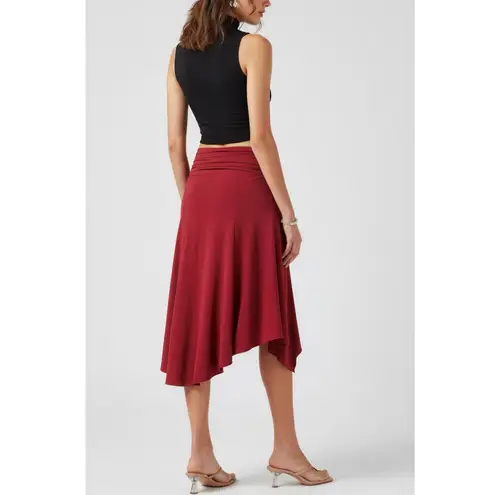 Danielle Guizio GUIZIO Soffiano Asymmetrical Skirt, Bordeaux, Small