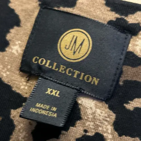 JM Collection Women's Top XXL Brown Leopard Print 3/4 Sleeve