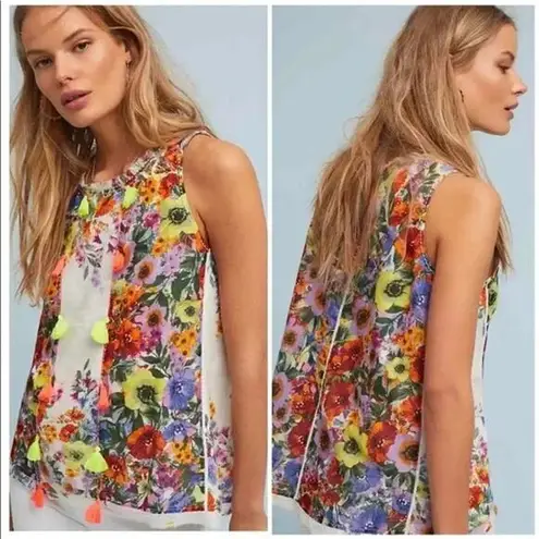 Raga NWT Anthropologie Womens Boho Cottagecore Prairie Floral Tank Top Blouse XS