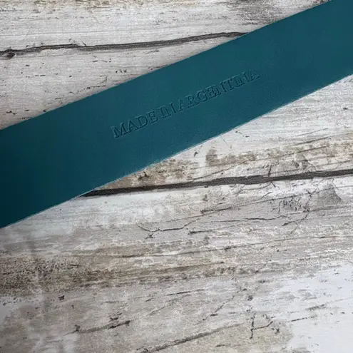 IZOD Leather Belt Sz XL Blue Studded Embossed Western Boho Cowgirl 36”