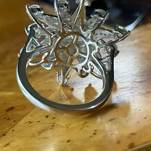 Genuine Moissanite Sterling Silver Cocktail Ring Size 6